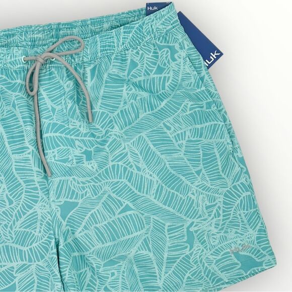 Huk Men's NWT Linear Leaf Lined Volley - Beach Glass - Picture 4 of 8